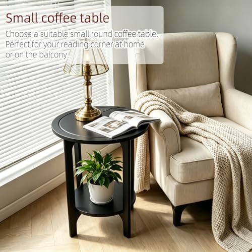 Black Solid Wood Round Side Table - Image 5