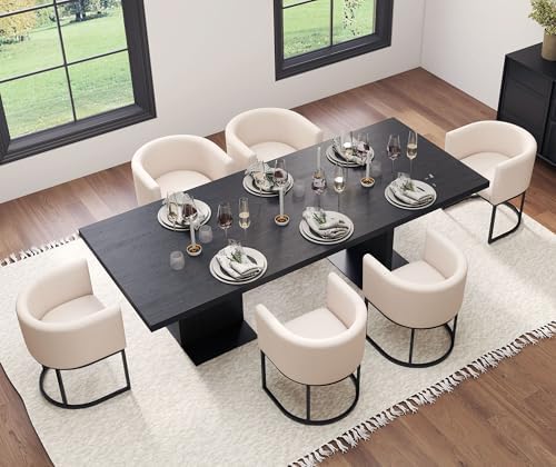 HNY Mid Century Modern Upholstered Barrel Dining Chairs - Image 6