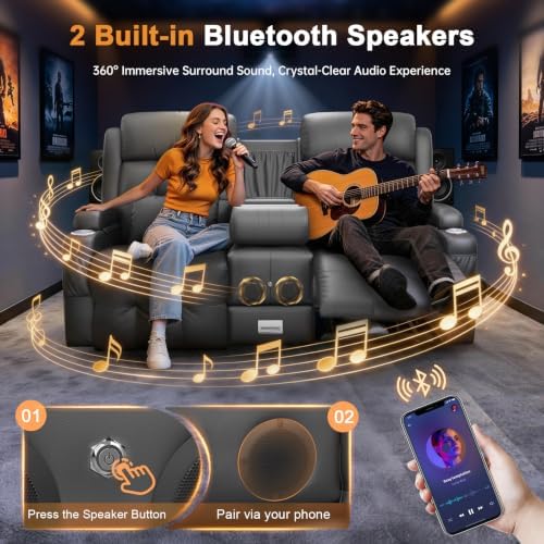 Home Theater Seating, Power Loveseat Recliner Sofa - Image 3