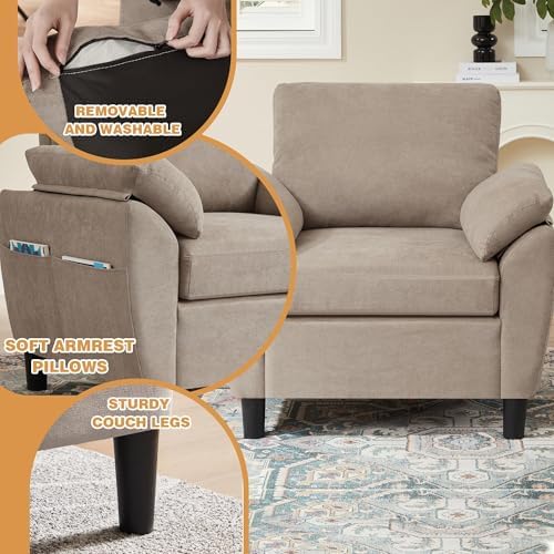 4 Piece Convertible Sectional Sofa Set, Modern Linen Small L Shaped Couch - Image 6