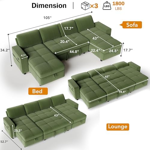 Vipbear Sectional Sleeper Couch - Image 3