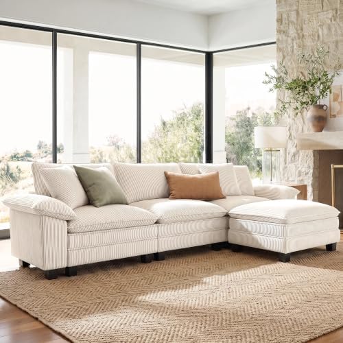 SUNSHINE VALLEY Oversized 123.6" L Shaped Sectional Couch by SUNSHINEVALLEY
