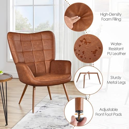 Yaheetech Faux Leather Accent Chair - Image 4