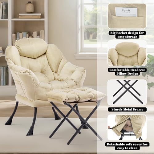 Lazy Chair with Ottoman, Comfy Reading Chair - Image 5