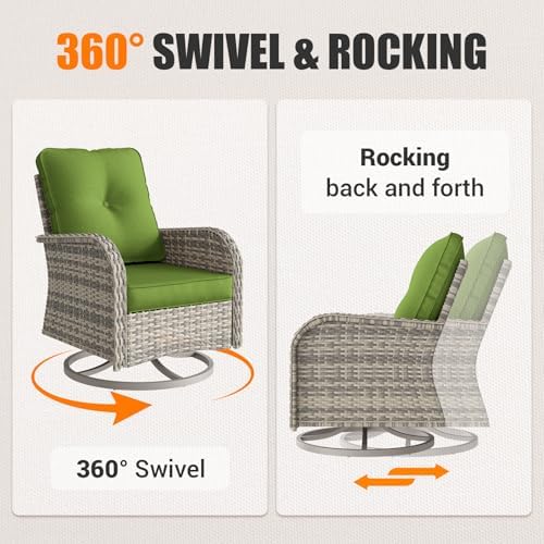 Patio Rocking Swivel Chair Outdoor Wicker Rattan Bistro Set - Image 4