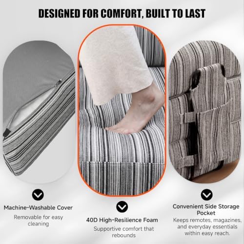 79" Memory Foam Sofa Bed, High Headrest Convertible Futon Boneless Couch - Image 6