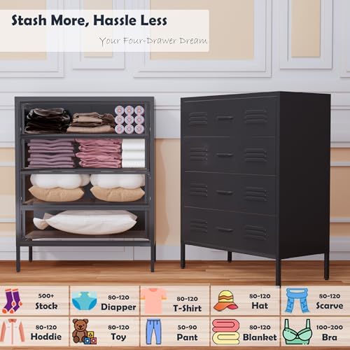 COFaR Metal Dresser for Bedroom, 40in Tall Black Metallic Bedroom Dresser - Image 4