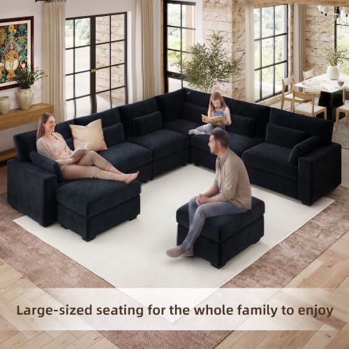 WorthFurni 142.1'' Modular Sectional Sofa, L Shaped Oversized Extra Deep Couches - Image 4