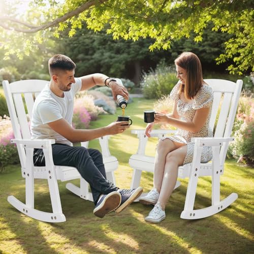 VINGLI Outdoor Rocking Chair, Heavy Duty 600 LBS Wooden Rocker - Image 7