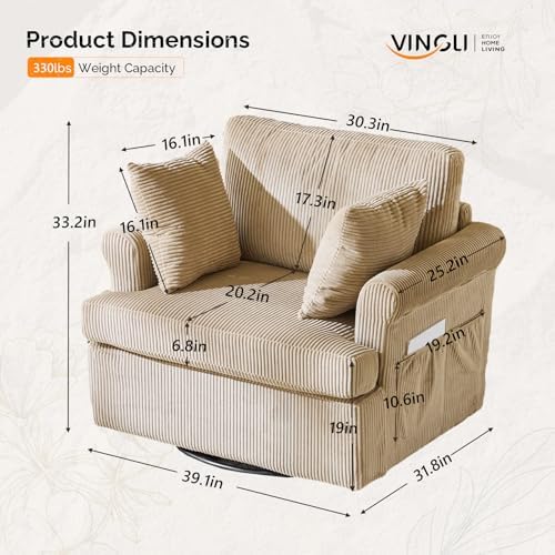 VINGL 39.2" Wide 360° Swivel Accent Armchairs - Image 2
