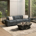 HERA'S HOUSE 124" Oversized Modular Sectional Straight Sofa, Chenille Blue by HERASHOUSE