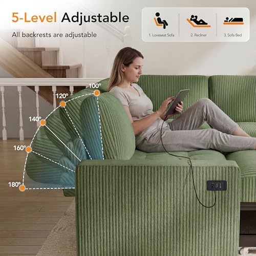 Vipbear Pull Out Sofa Bed Sectional Sleeper Sofa - Image 4