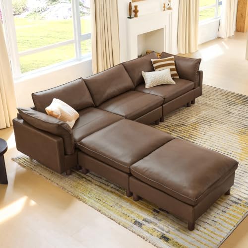 CHITA 127" Leather Super Large Sectional Couches by Unknown