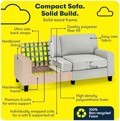 Serta Palisades 73" Track Arm Sofa, Easy Care Polyester, Soft Pillow Back - Image 5