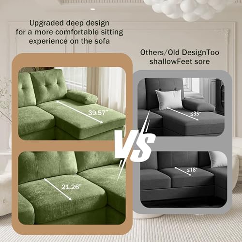 Sectional Couches for Living Room, Dark Green - Image 6