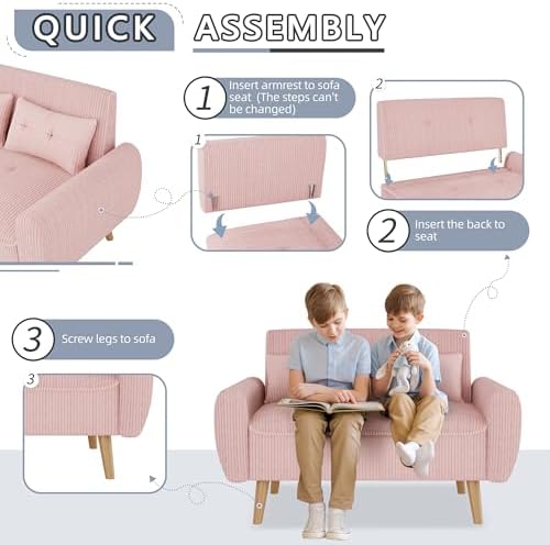 Shintenchi 48'' Loveseat Sofa, Mid-Century Modern Upholstered Couch Deep Seat - Image 6