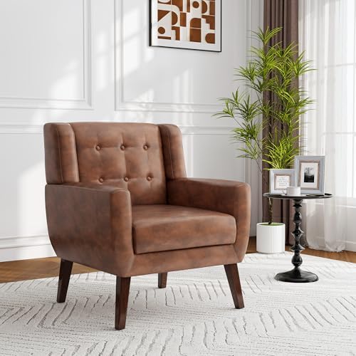 Accent Chair, Upholstered Armchair in PU Leather by Blissabod
