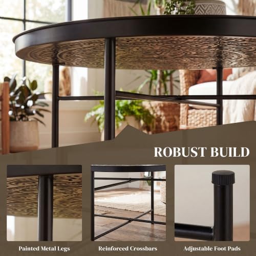 HOMCOM 24" Hammered Round Coffee Table Vintage Metal Side Table Black - Image 6