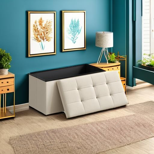 SONGMICS 30 Inches Folding Storage Ottoman Bench, Load 660 lb - Image 5
