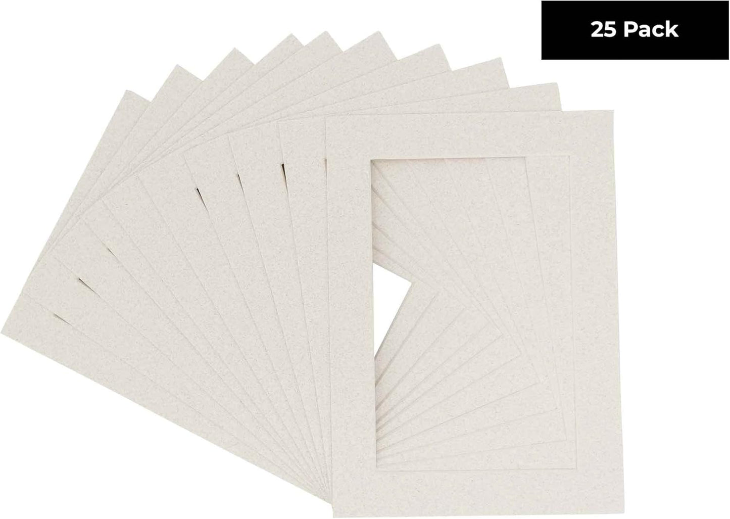 Pack of 25 Acid Free 8x10 Mats Bevel Cut for 5x8 Photos - Oyster Shell White Precut Matboards With Backing Boards and Clear Photo Mat Bags For Pictures, Photos, Framing - 4-ply Thickness