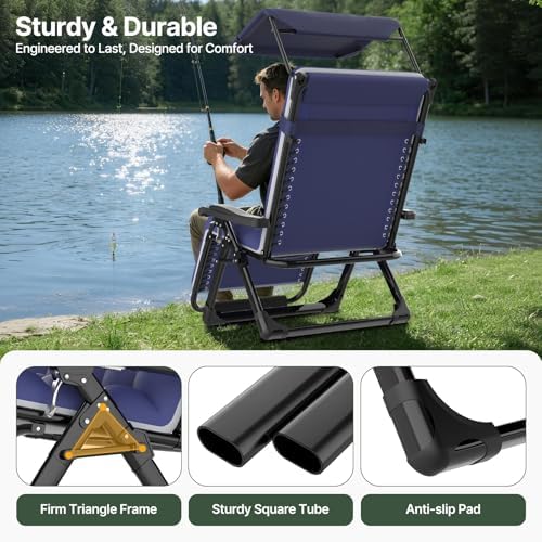 Suteck Zero Gravity Chair with Canopy, 33In XXL Oversized Lounge Chairs - Image 5