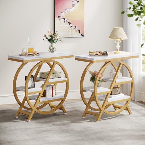 Tribesigns End Table Set of 2, Modern Faux Marble Side Table by Tribesigns