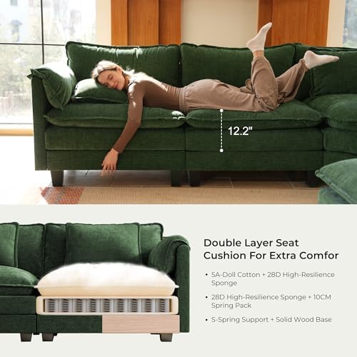 ELUCHANG 116" Oversized Modular Sectional Sofa, Comfy Chenille Cloud Couch - Image 6