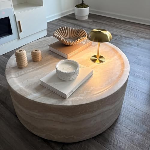 JUSTONE 31.49" Round Coffee Table, No Assembly Required，Modern Marble Faux - Image 7