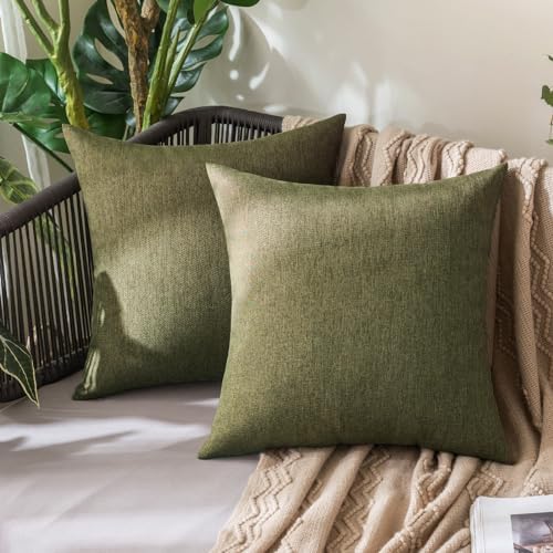 MIULEE Decorative Outdoor Pillow Covers Waterproof 16x16 Olive Green by MIULEE