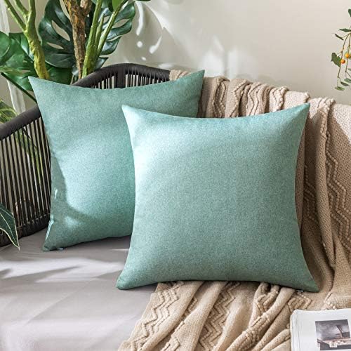 MIULEE Decorative Outdoor Pillow Covers Waterproof 16x16 Teal by MIULEE