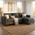 SUNLEI L-Shaped Sectional Couch, Modern Grey Reversible Sectional Sofa by SUNLEI