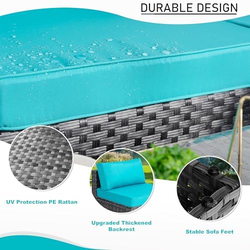 Shintenchi 5 Pieces Outdoor Patio Sectional Sofa Couch - Image 2