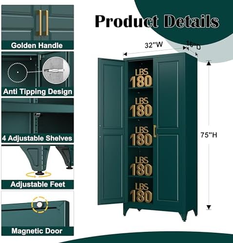 SteeLoong 75”Metal Pantry Storage Cabinet - Image 3