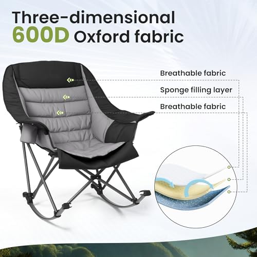 SUNW Oversized 400lbs Foldable Rocking Camping Chair - Image 6