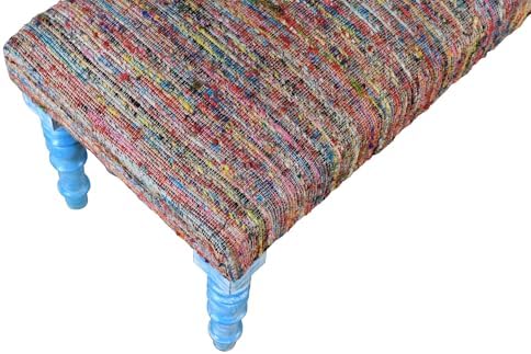 LR Home Chindi Multicolor Handmade Upholstered Bench - Image 7