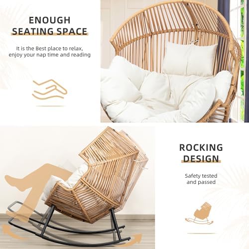 Vongrasig Wicker Rocking Egg Chair PE Rattan - Image 6