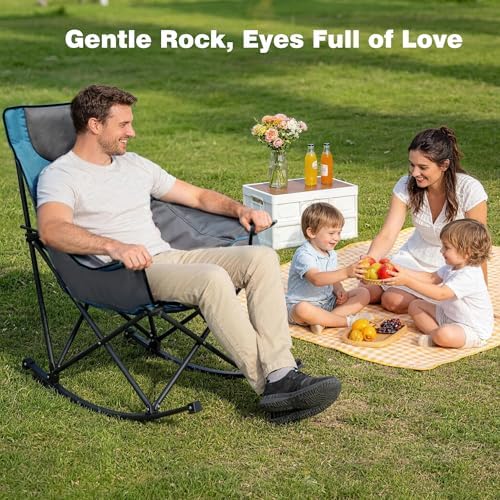 SUNNYFEEL Oversized Folding Rocking Camping Chair 2 Pack, 500lbs Blue - Image 6
