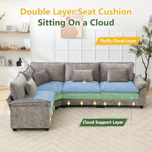 Oversized Modular Sectional Sofa Set, Convertible Deep Seat Cloud Couch - Image 3