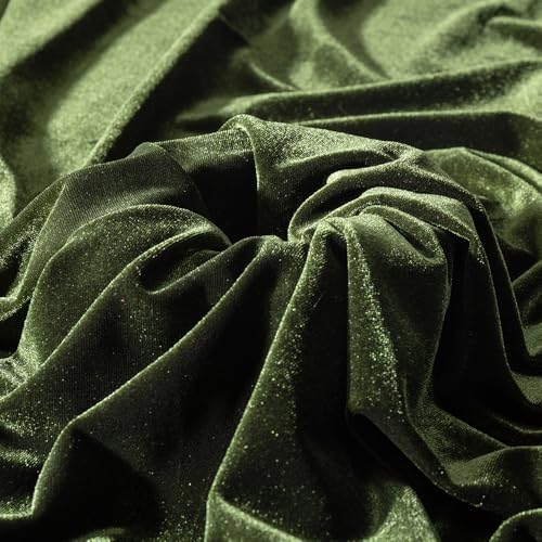 Dark Olive Green Velvet Fabric by The Yard, 1 Yard by MaiMaiSuan