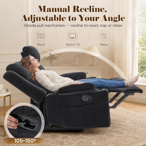 GUEAPY Reclining Sofa for Living Room, Flip-Down Center Backrest, 4 Cup Holders - Image 3