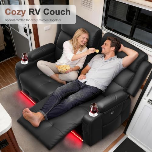 Reclining Loveseat Sofa, RV Loveseats Recliner Sofas Wall Hugger, Double - Image 6