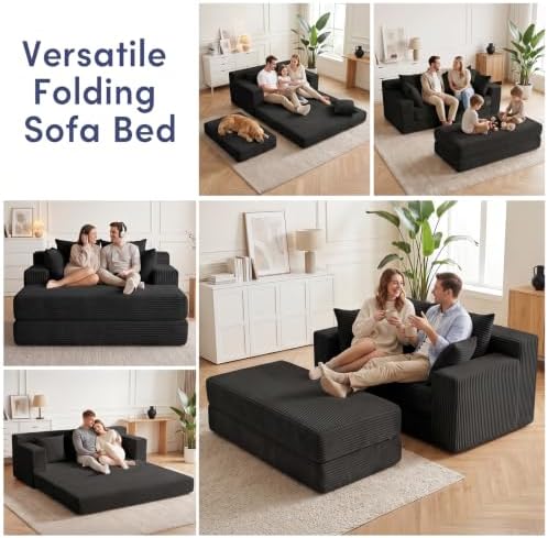 Convertible Sofa Bed with Ottoman, Small Boneless Loveseat Couch - Image 3