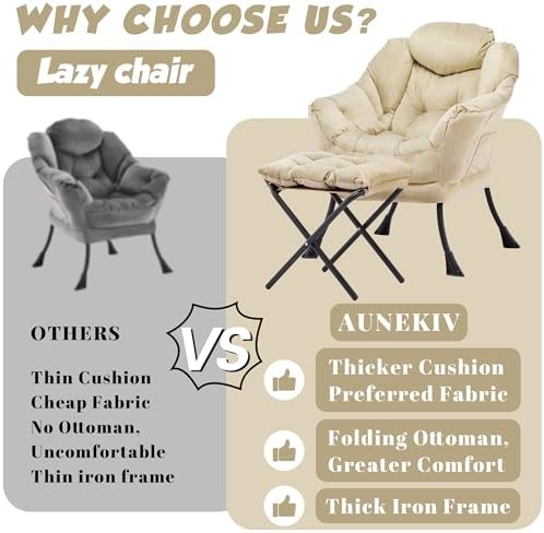 Lazy Chair with Ottoman, Comfy Reading Chair - Image 4