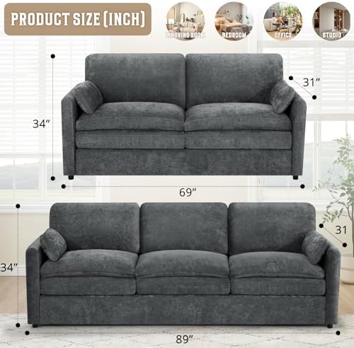 Chenille Upholstered Sofa Set - Image 2