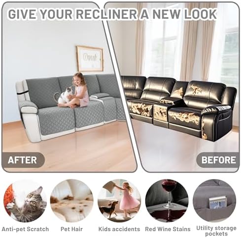 Waterproof Sectional Reclining Couch Covers L Shaped Recliner Sectional Sofa - Image 6
