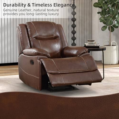 EBELLO Genuine Leather Recliner Manual Chair - Image 5
