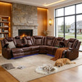 Breathing Leather Reclining Sofa Set, Power Recliner Sectional Couch by PonlivingFurniture