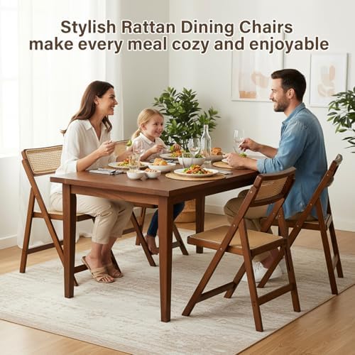 Furlide Rattan Folding Chairs Set of 2, Bamboo Dining Chairs - Image 6