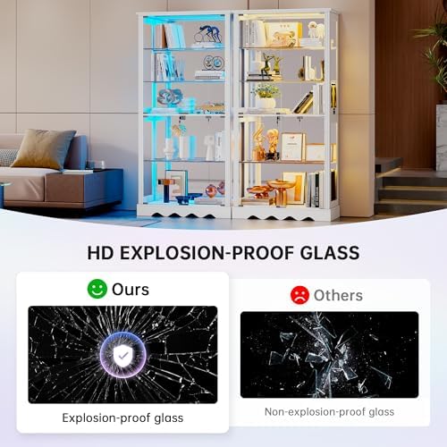 Dystler Display Cabinet with Glass Doors, RGB Lights - Image 5