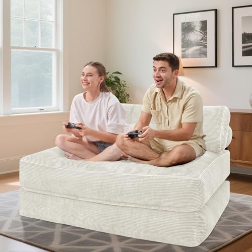 HABUTWAY Folding Sofa Bed, Convertible Sleeper Chair Bed w/2-Pillow & Handle - Image 3